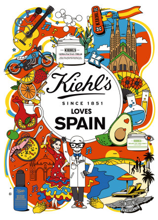 Cartaz publicitário de Kiehl&#39;s Loves ESPANHA