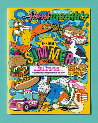 Couverture et illustrations éditoriales du magazine The Observer Food Monthly