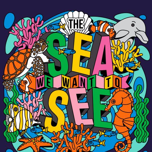 Colorful ocean life illustration promoting plastic-free living