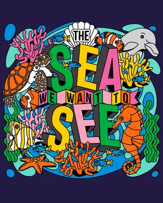 Colorful ocean life illustration promoting plastic-free living