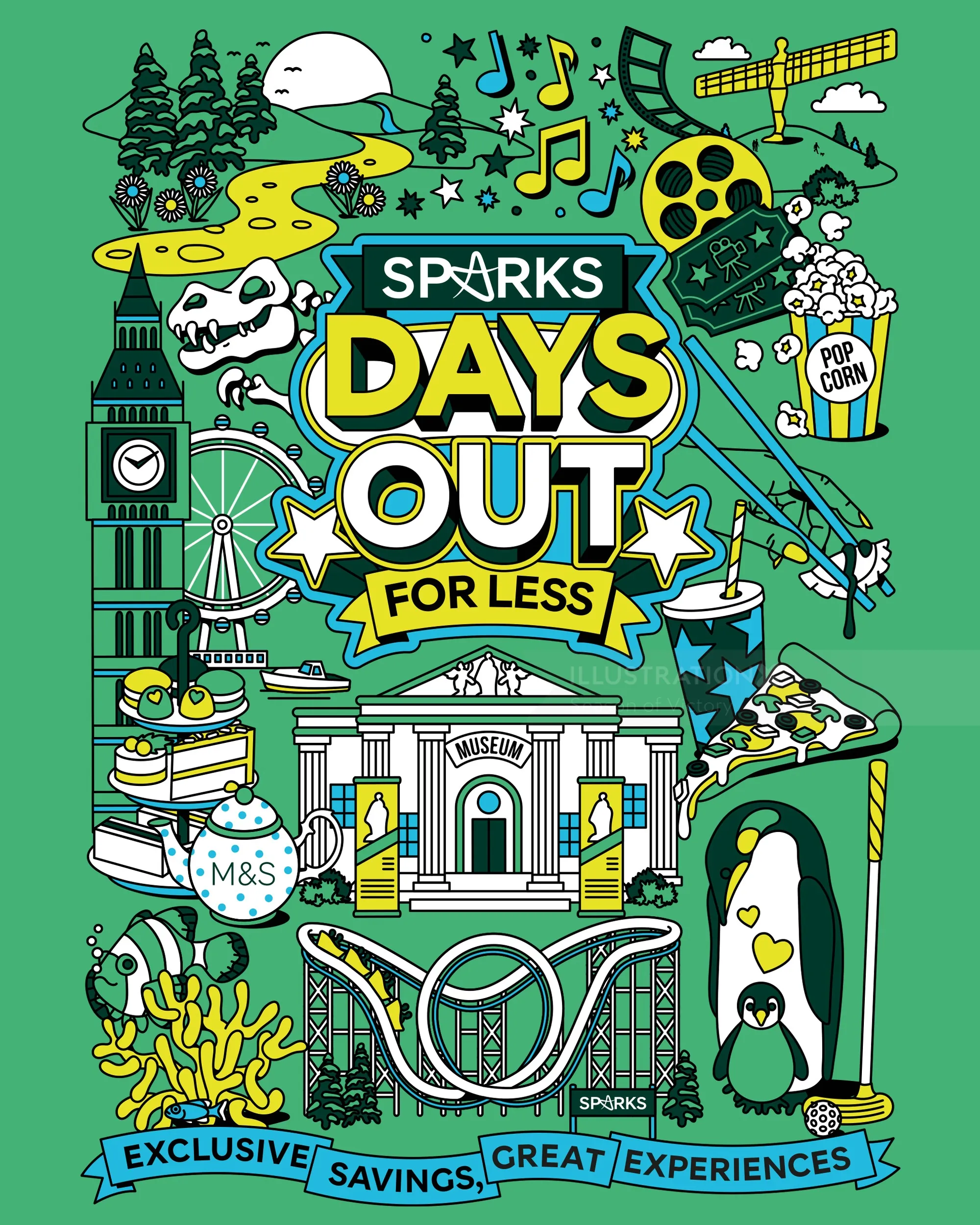 Family-friendly promotional visuals for M&S loyalty scheme