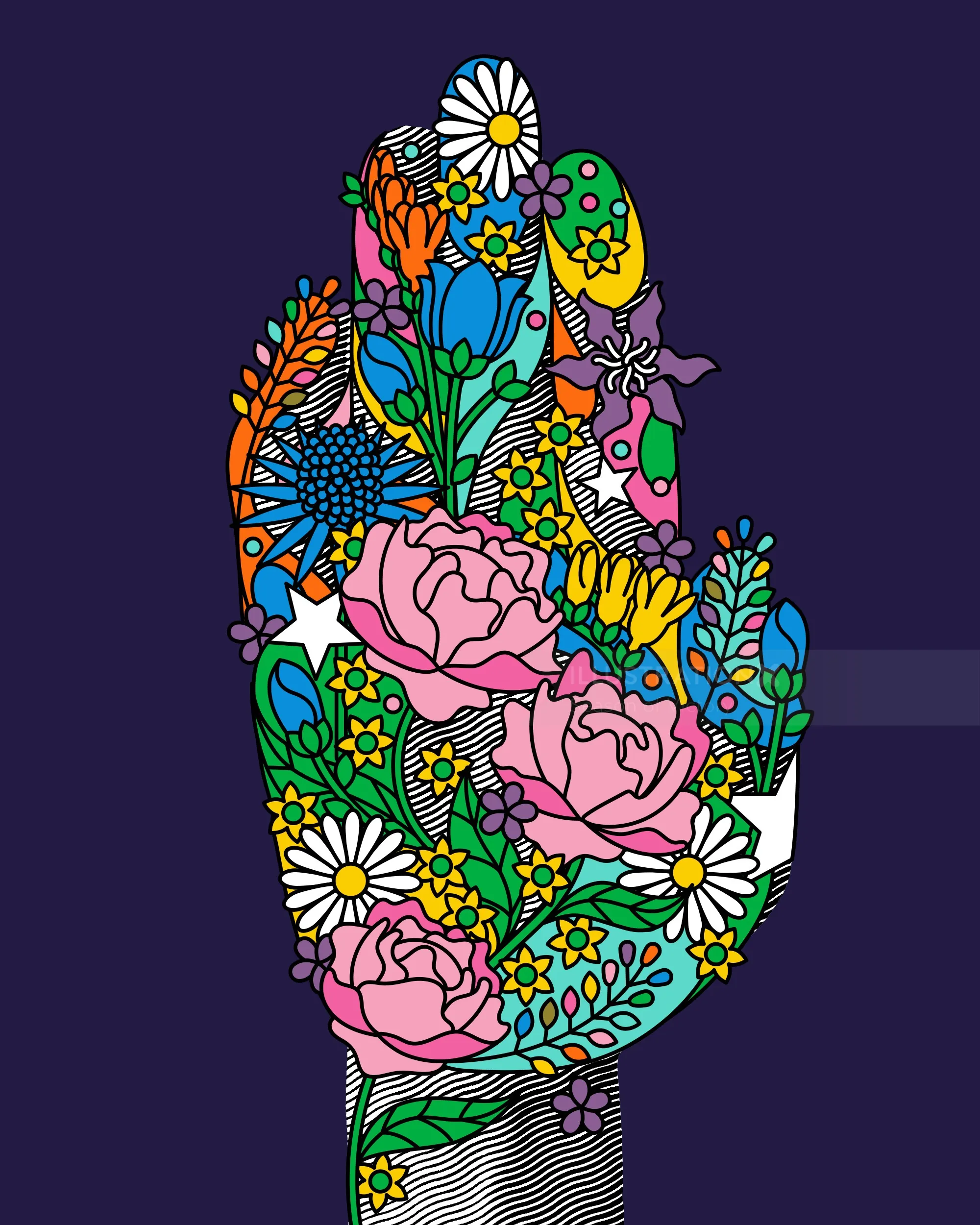 Nature-inspired artwork representing healing effects on humans