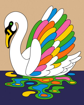 Timeless luxury colorful swan illustration