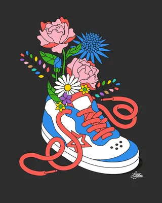 Streetwear-style sneaker artwork created for LG merchandise