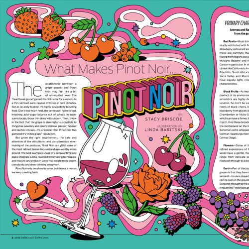 Spread in Wine Enthusiast magazine about Pinot Noir