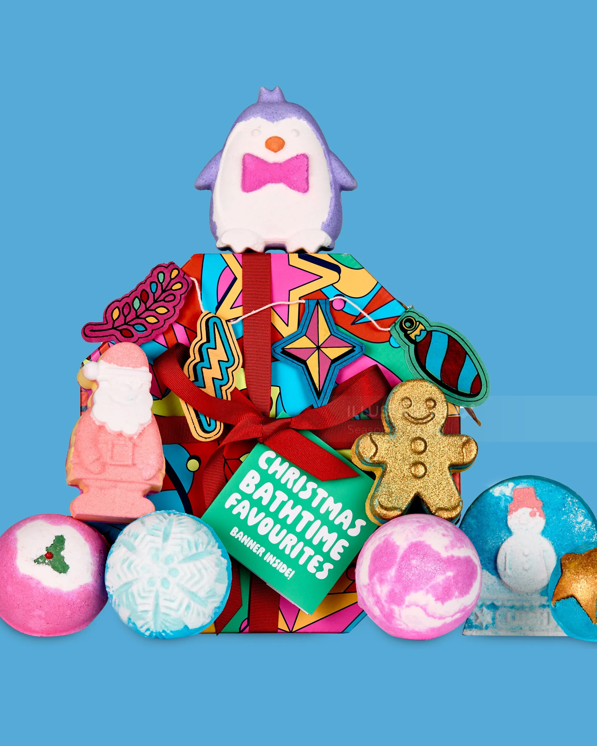 Festive Lush packaging artwork for Knotwrap and gift box