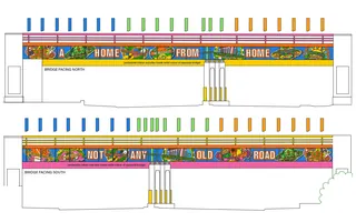Site-specific mural illustrations for Old Kent Road Railway Bridge