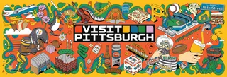 Pittsburgh cityscape illustration with iconic landmarks