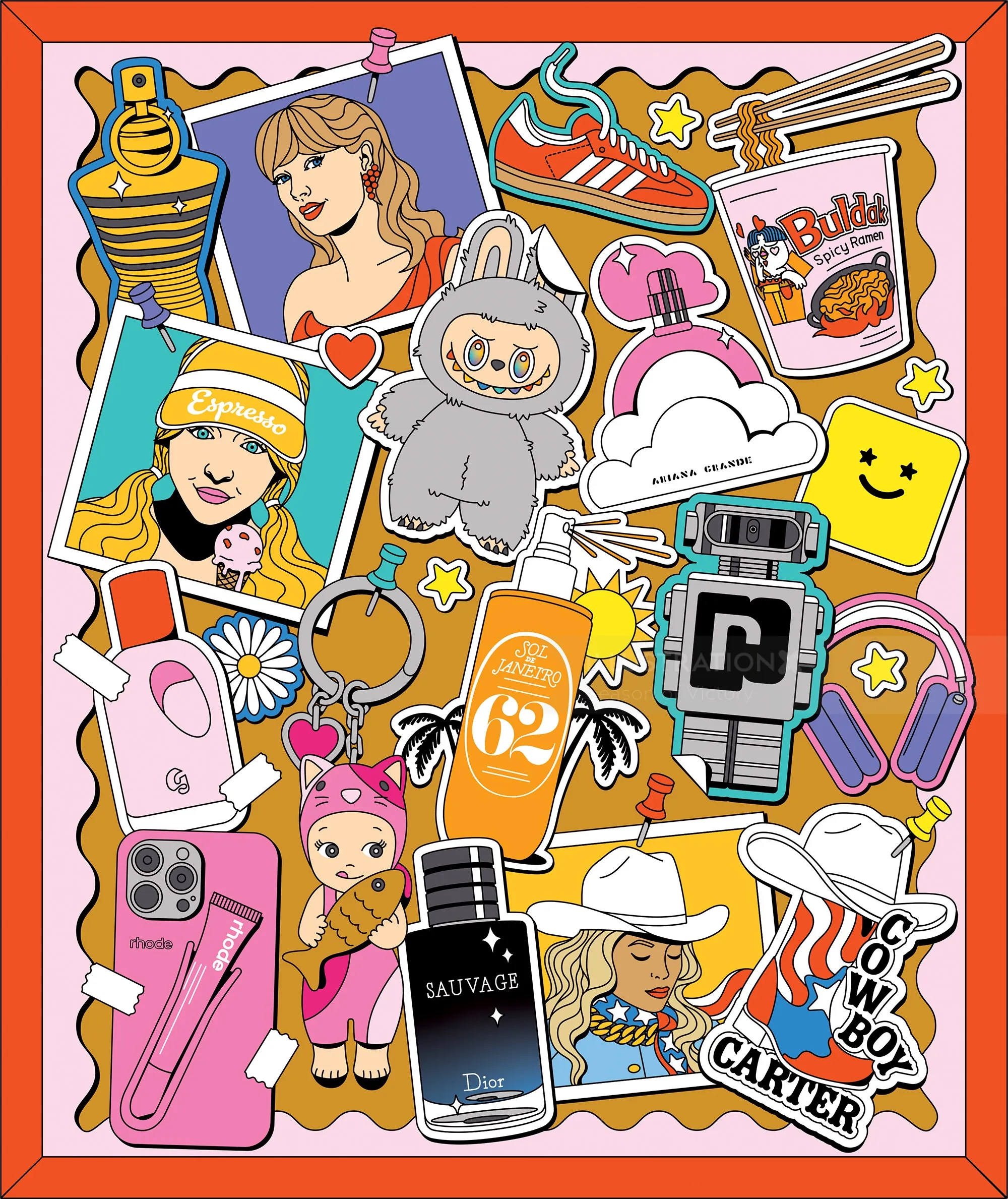 Editorial illustration of tweens and fragrance