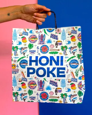 Colorful poke bowl tote bag graphic