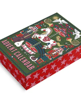 Nostalgic Christmas advent calendar box with nutcracker and vintage motifs
