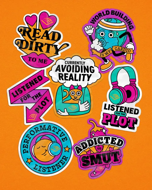 Colorful illustrated stickers inspired by literary culture and book-loving vibes by Season of Victor
