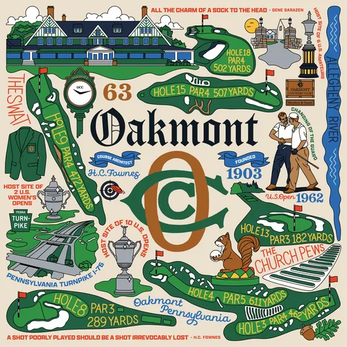 Oakmont Country Club heritage golf illustration by Season of Victory