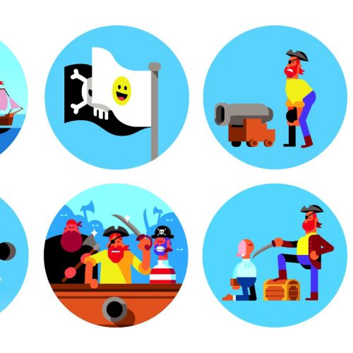 Graphic icons of pirate