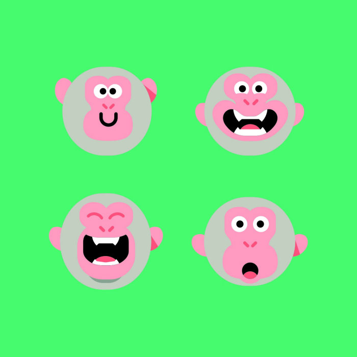 Expressions faciales graphiques de singe