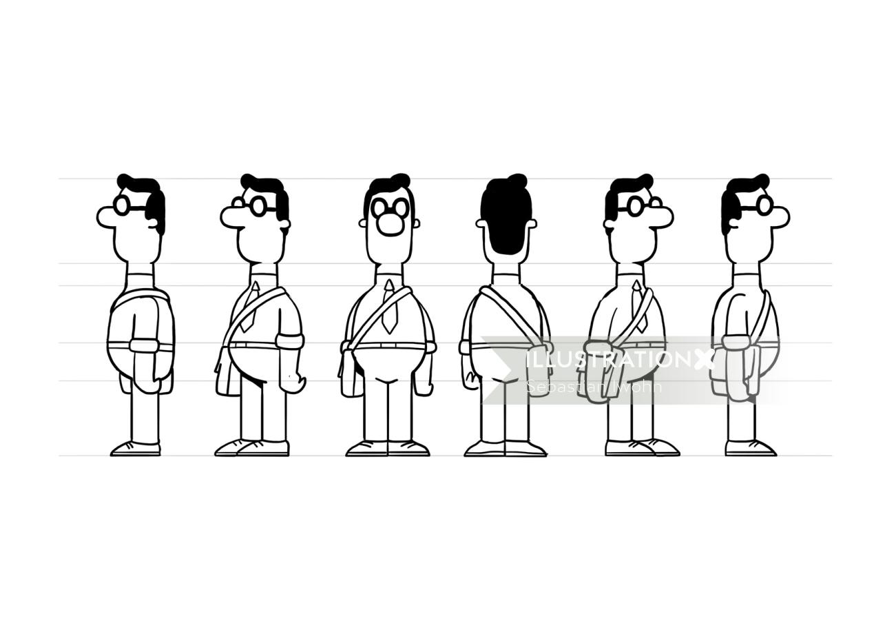 man standing in different poses vector illustration 