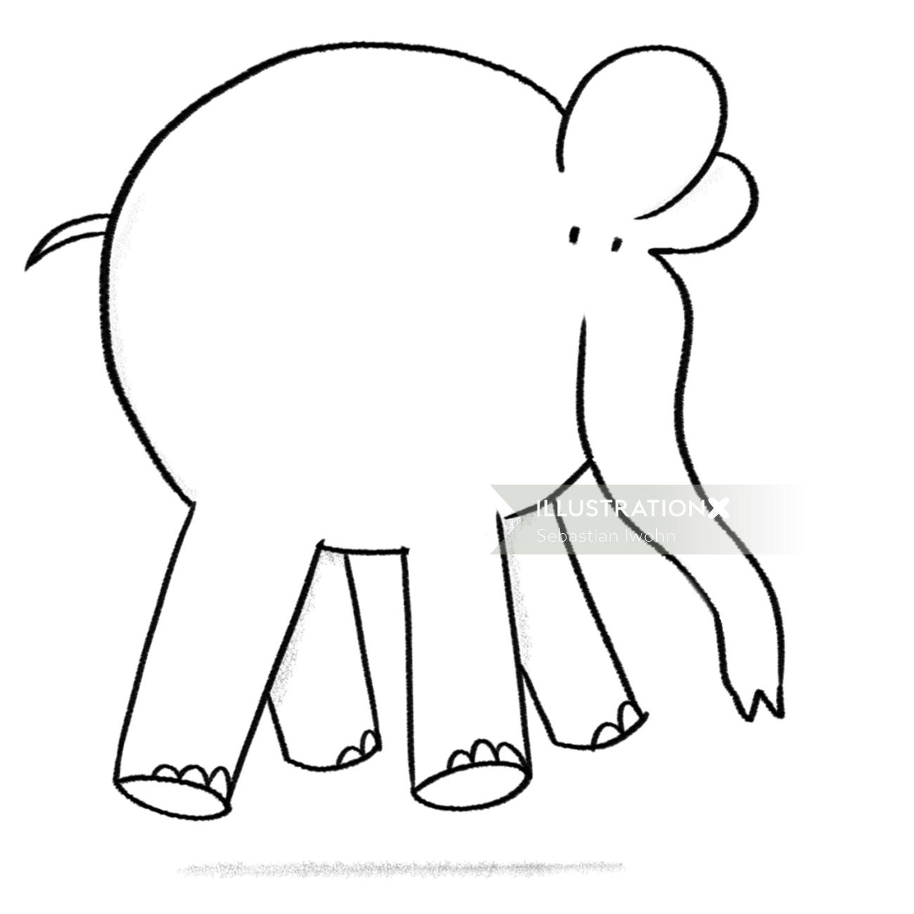 Black and white vector elephant anime