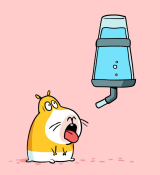 Perro gráfico bebiendo agua.