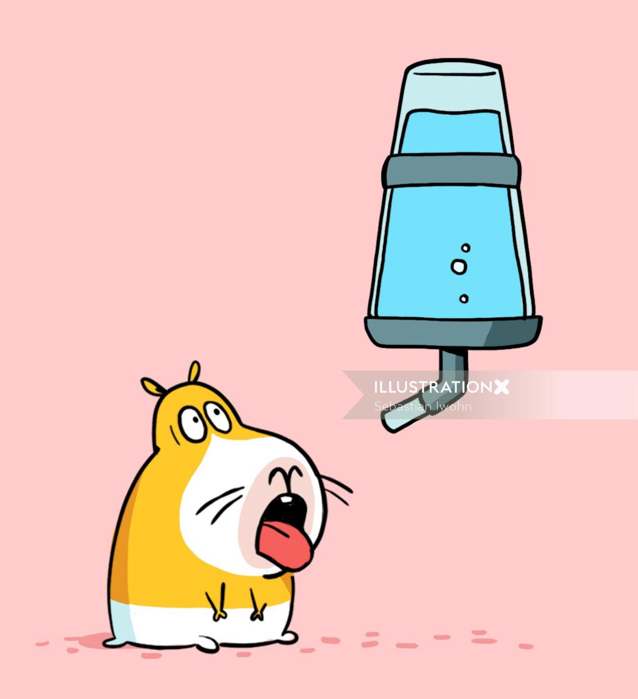 Graphic dog drinking water