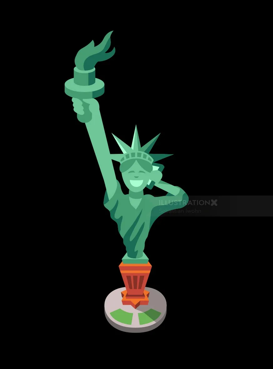 Stylized Statue of Liberty digital illustration by Sebastian Iwohn