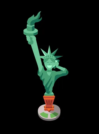 Stylized Statue of Liberty digital illustration by Sebastian Iwohn