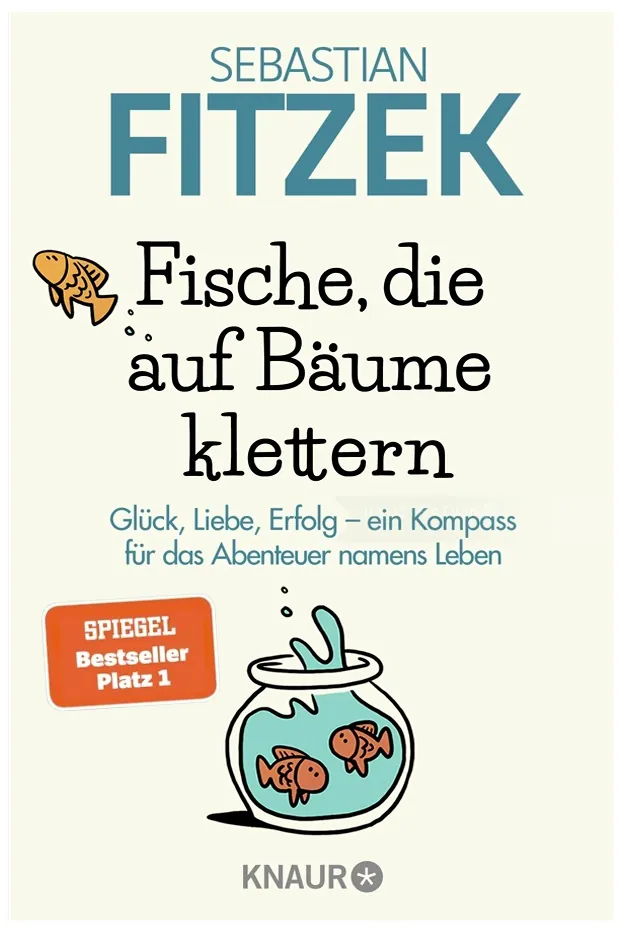 Book cover of Fische die auf Bäume klettern by Sebastian Fitzek showing fish and tree