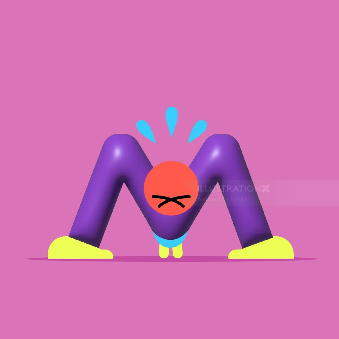 Abstract figure stretching with colorful shapes by Sebastian Iwohn