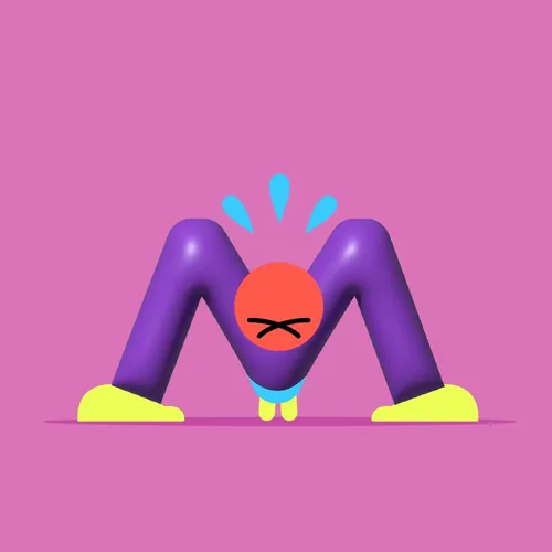 Abstract figure stretching with colorful shapes by Sebastian Iwohn