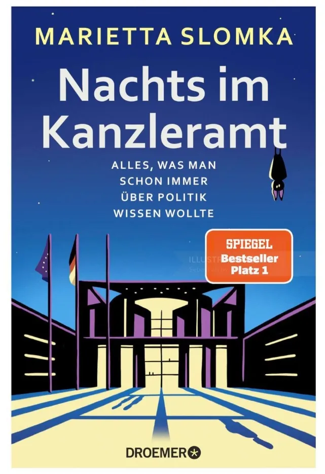 Book cover of Nachts im Kanzleramt by Marietta Slomka with German title text Sebastian Iwohn