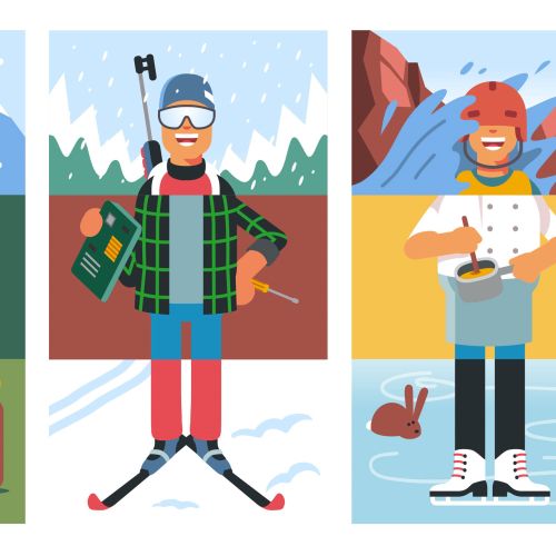 Winter outdoor activities with skiing, cooking, and a picnic by Sebastian Iwohn