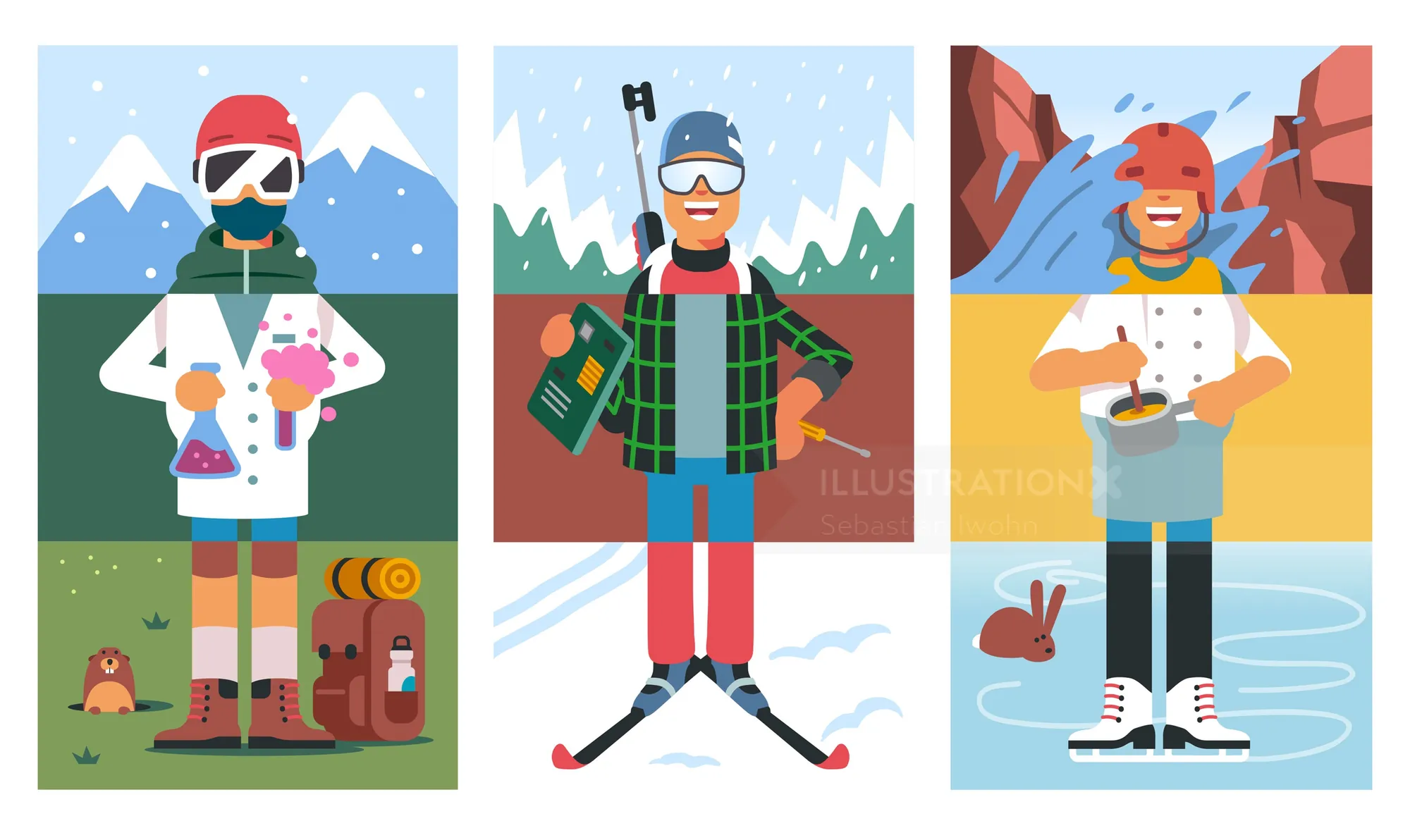 Winter outdoor activities with skiing, cooking, and a picnic by Sebastian Iwohn