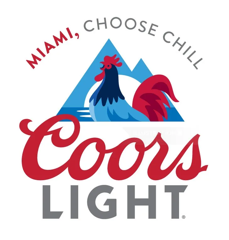 Coors Light logo with blue rooster and Miami Choose Chill text by Sebastian Iwohn