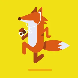 Fox listening to music vector art 