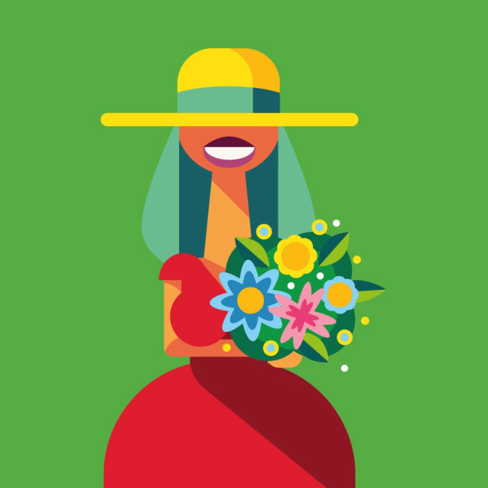 Graphic Bride with flowers