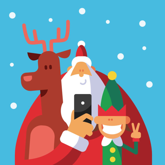Graphic santa reindeer in christmas