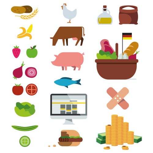 Graphic icons of food