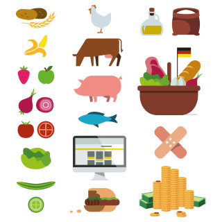 Iconos gráficos de comida.