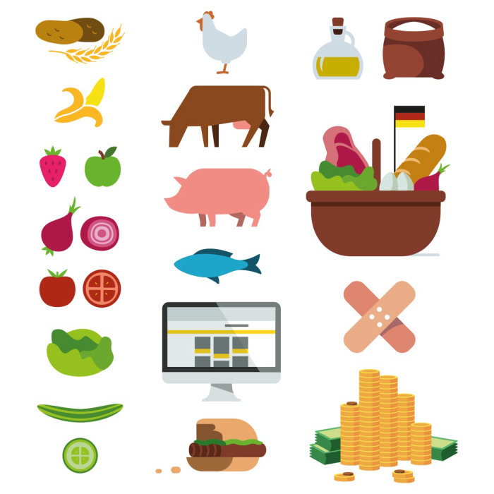 Graphic icons of food