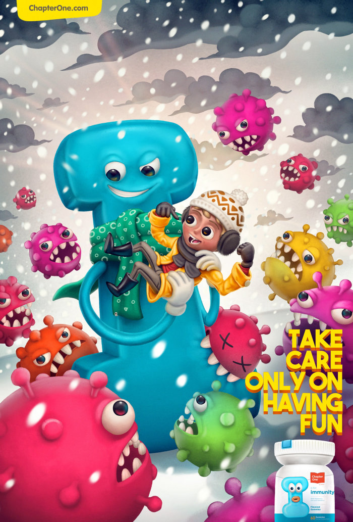 Illustration publicitaire de Vitamin Gummies pour enfants