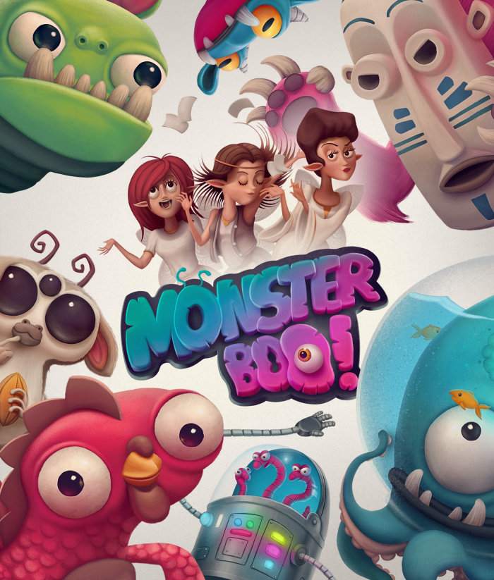 Monster Boo, ilustração de jogo de tabuleiro infantil