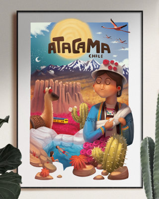 Cartel publicitario de Atacama Chile.