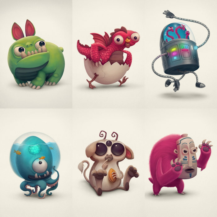 Personagens de Monster Boo desenhados por Sergio Edwards