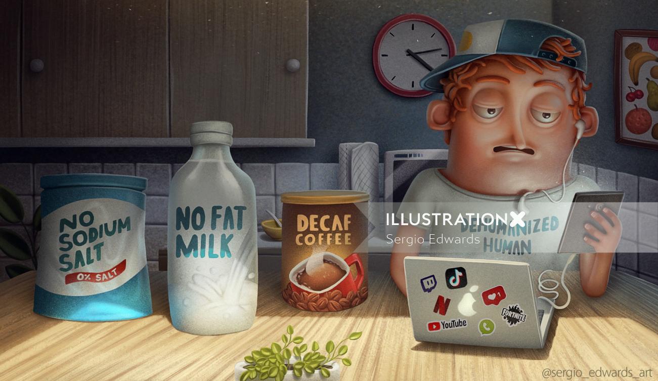 Character design No fat milk