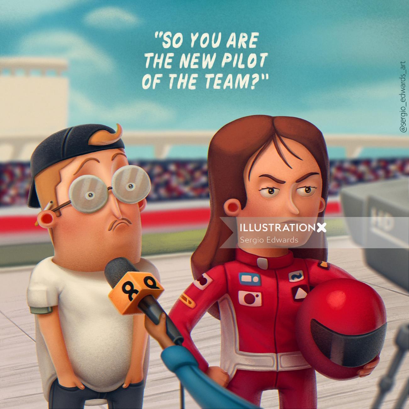 F1レーサーの漫画のキャラクター