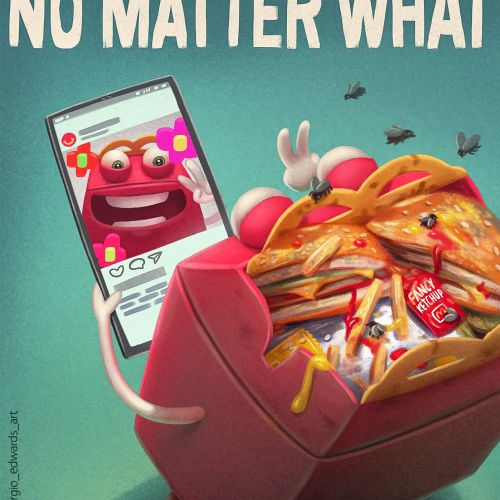 Character design food box with mobile