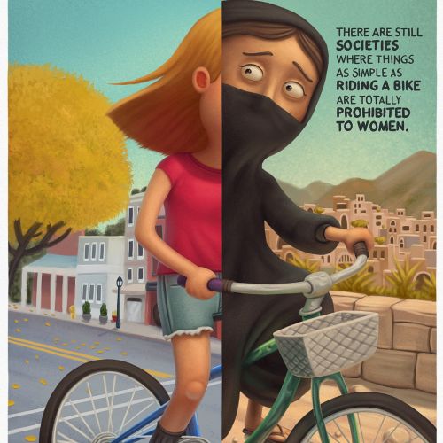 Character design  girl on cycle