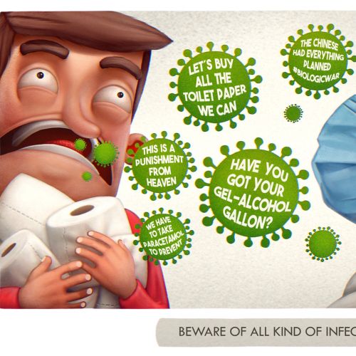 Cartoon character describing beware of all infections