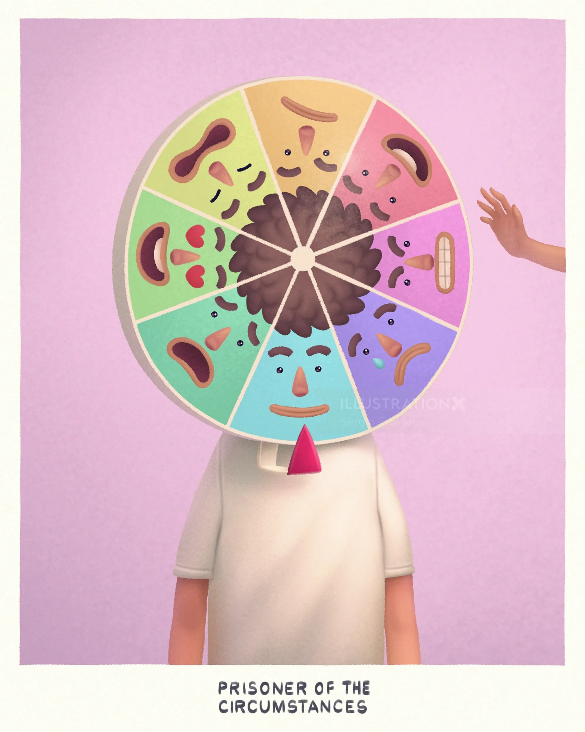 Person with colorful wheel showing various facial expressions by Sergio Edwards