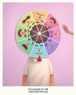 Person with colorful wheel showing various facial expressions by Sergio Edwards