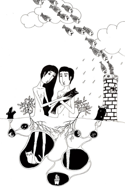 An illustration of couple